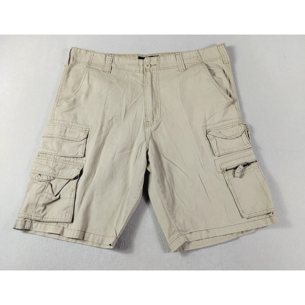 Op Cargo Shorts Mens 40 Beige Cotton Canvas Utility Pockets 11‎ Inseam Summer
